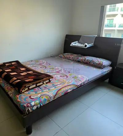 Dark Wood Double Bed with Headboard and Nightstand - Good Condition