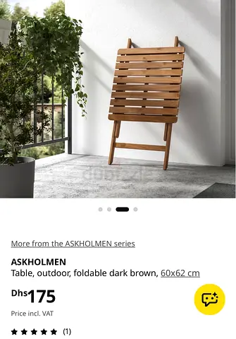 IKEA ASKHOLMEN Outdoor Foldable Wooden Table - Dark Brown, 60x62 cm DAMAGE FREE