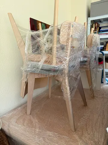 Light wood Ikea extendable dining table with chairs set (4) - flawless condition, wrapped for move
