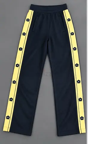 KENZO Paris Floral Stripe Track Pants – Navy & Yellow – Size XS