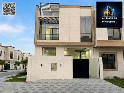 Luxury villa for sale in Ajman (Al Helio 2) | 5 master bedrooms + roof | All fees included, freehold ownership