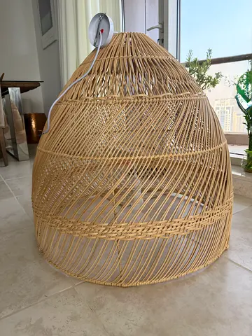 Pair of large Bali woven pendant light shades