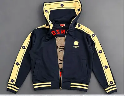 KENZO Paris Elephant Embroidered Zip-Up Hoodie Jacket – Size XS