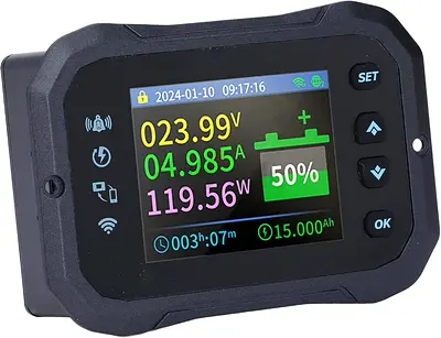 Luocute Battery Monitor, 2.4in HD Display WiFi Bluetooth Remote Battery