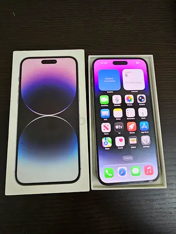Iphone 14 pro max with box TDRA 128Gb Storage waterpack 10/9.5 fully Geniune battery 94 health
