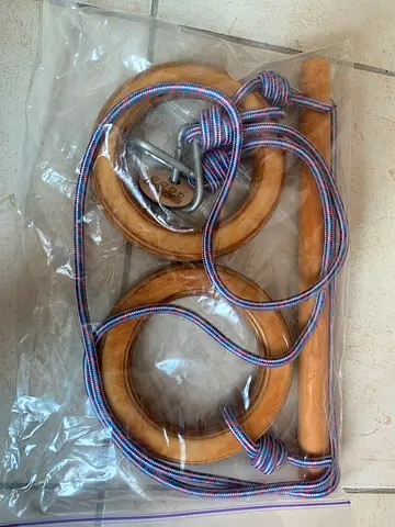 Goodevas Wooden Climbing Rings Set with Ropes — Kids Gym Playground