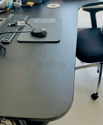 Black Wooden Office Desk — Good Condition, Solid Surface