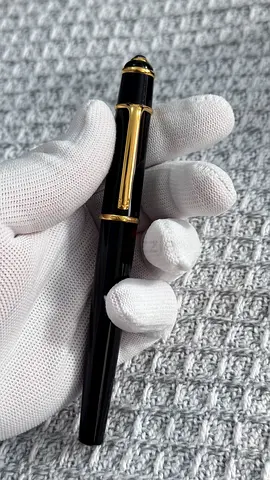 Authentic Cartier Diabolo Fountain Pen - Black Resin with 18K gold-plated Nib