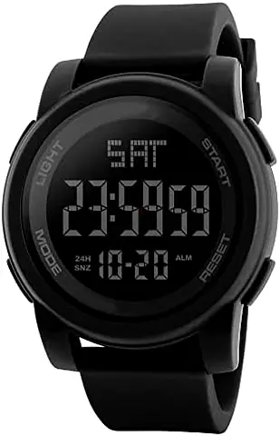 Black Digital Sports Watch with Silicone Strap - Unisex/ Men’s Casual