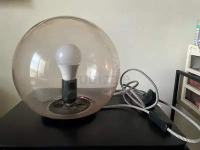 Glass globe table lamp with fabric cord - modern bedside/desk light