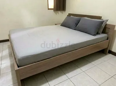 Modern wooden King size frame with mattress (Urgent moving out sale)