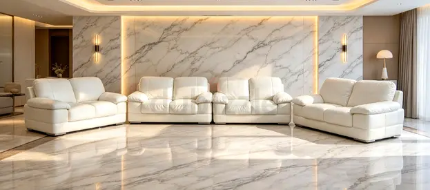 Large White Leather Modular Sofa Set — 4 Pieces, Excellent Condition