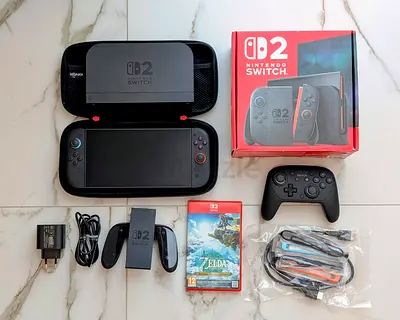 Nintendo Switch 2 full bundle with Pro Controller, Zelda TotK and case