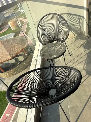 Balcony Set - 2 Acapulco Chairs with Glass Table
