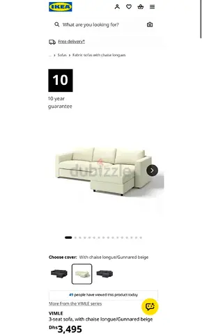 IKEA VIMLE 3-seater L shape sofa