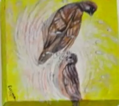 Hand-painted bird artwork on canvas — small original painting