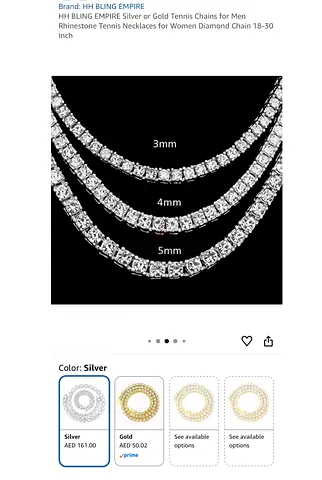 Silver Rhinestone Tennis Chain Necklace - 18-inch,5mm NEVER USED