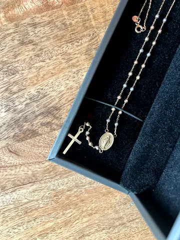 Gold rosary Christian necklace