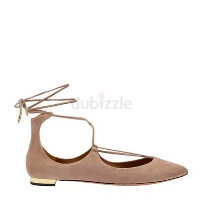 Aquazzura Christy Suede Lace-Up Ballet Flats – EU 38.5.