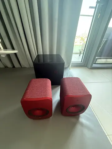 KEF LSX Speakers + Kube 8b Subwoofer | Maroon | Complete 2.1 Set