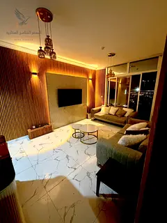 Furnished 2BR Apartment for Monthly Rent in Al Waha Tower, Ajman. Super Deluxe Finishes, Clean Furni