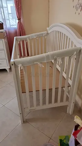 White Wooden Baby Crib - Single/Standard Size, Good Condition