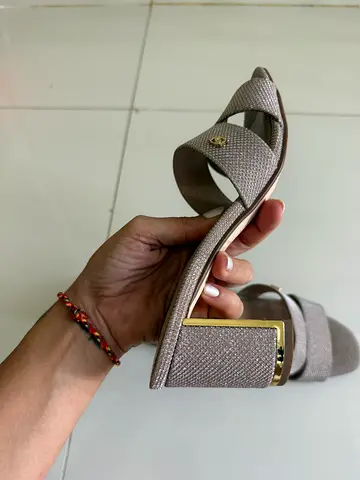 Champagne Glitter Block Heel Mules