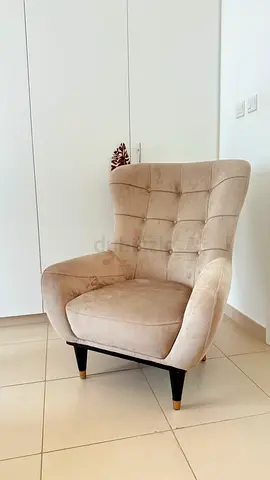 Beige Upholstered Accent Armchair in Good Condition