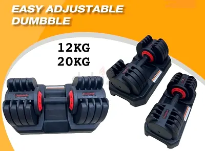 Adjustable Dumbbells Pair 12kg-20kg – Compact Selector Weights
