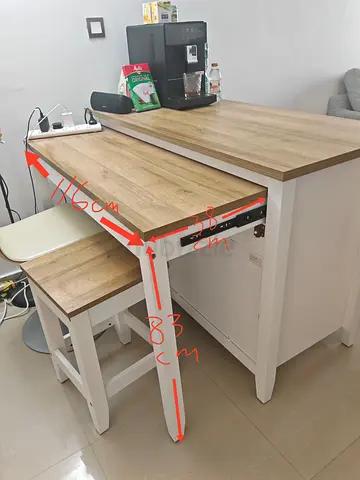 NEGOTIABLE kitchen island with pull out table and chairs for sell in hydra village