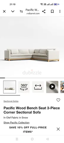 New condition crate and barrel corner sofa