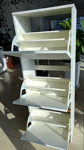 White multi-tier shoe/storage rack - 4 flip-out shelves