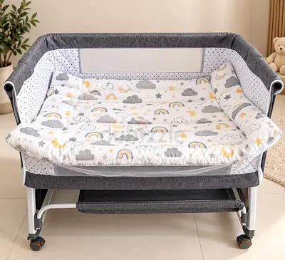 Baby bedside bassinet with wheels, in nearly new condition