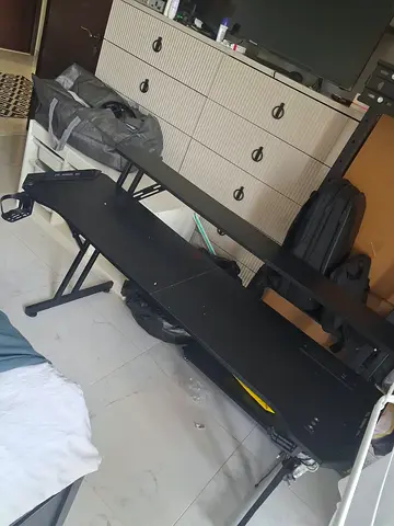 Adjustable Black Gaming/Computer Desk with Cup Holder - Good Condition