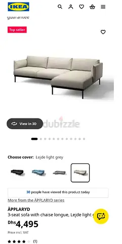 IKEA APPLARYD 3-seater L shape with chaise lounge