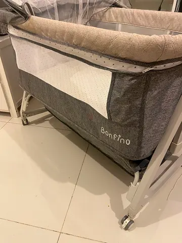 Adjustable Grey Baby Bassinet/Cradle with Mosquito Net and Storage