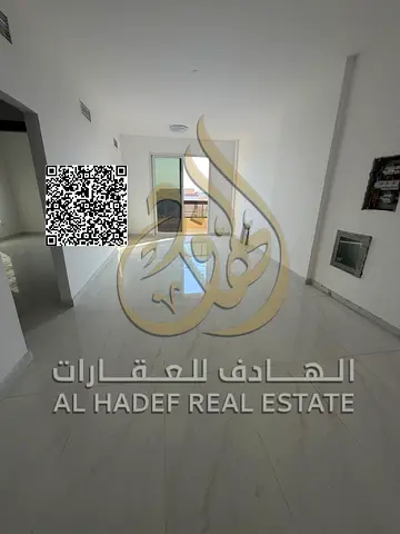 One-bedroom apartment with a lounge in Al Muweihat 3, new building, first tenant, master bedroom, close to Ajman Academy and Saudi German Hospital. Re