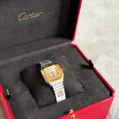 Cartier two-tone Santos wristwatch with original box