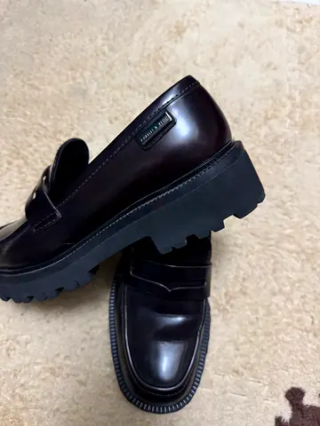 Charles & keith Dark Brown Leather Chunky Sole Penny Loafers - Size eu40