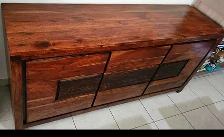 RARE Solid Wood Sideboard / TV Console - Dark Brown, 5 Drawer Style