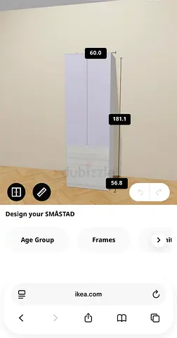 IKEA SMÅSTAD Tall Wardrobe with Drawers - Pink Blue White, Good Condition