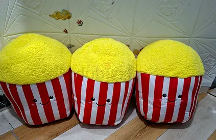 Set of 3 Cute Plush Popcorn Stuffed Toys - Excellent Condition
