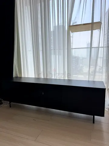 Minimalist Black TV Console / Entertainment Unit - Good Condition