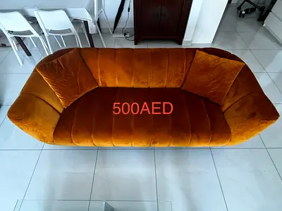 3-seater mustard velvet sofa in good condition
