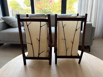 Wooden/Fabric Antique Lamp Set (Qty. 2)