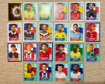 2022+2026 Panini FIFA World Cup Stickers Bundle - 20+ sticker lot - Isak, Saliba, Maignan, Kimmich