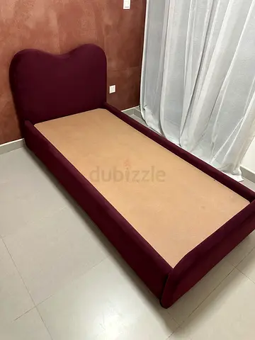 Single bed frame with upholstered headboard - maroon