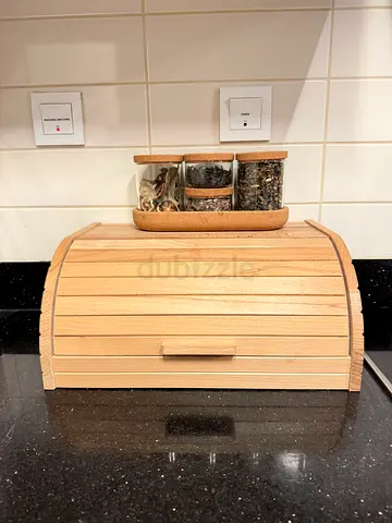 Wooden roll-top bread box - light beech finish