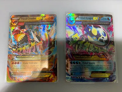 Lot of 2 Holographic Pokémon EX Cards — Primal Groudon EX & Primal Kyogre EX
