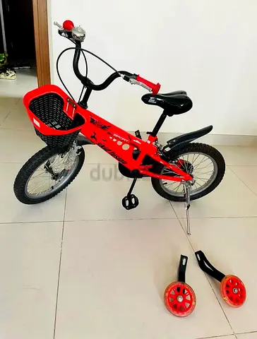 Kids 16" Red Bicycle with Training Wheels and Front Basket - Good Condition